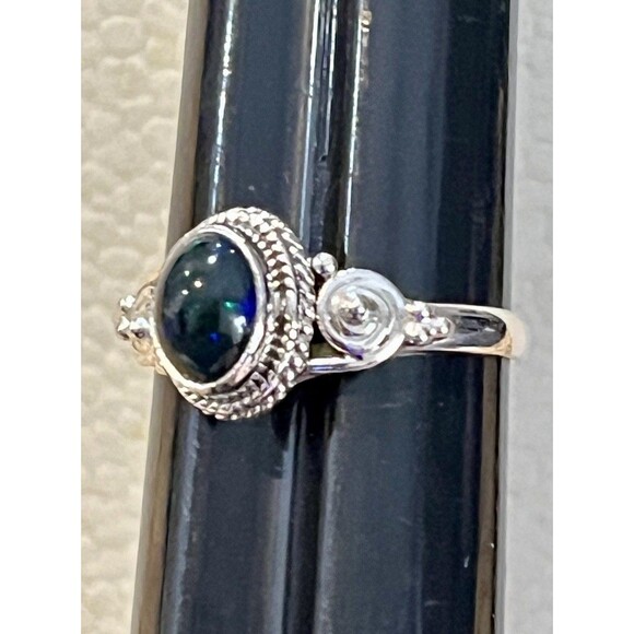 Sterling Silver Australian Black Opal Ring Size 6 Whimsigoth - Picture 6 of 11